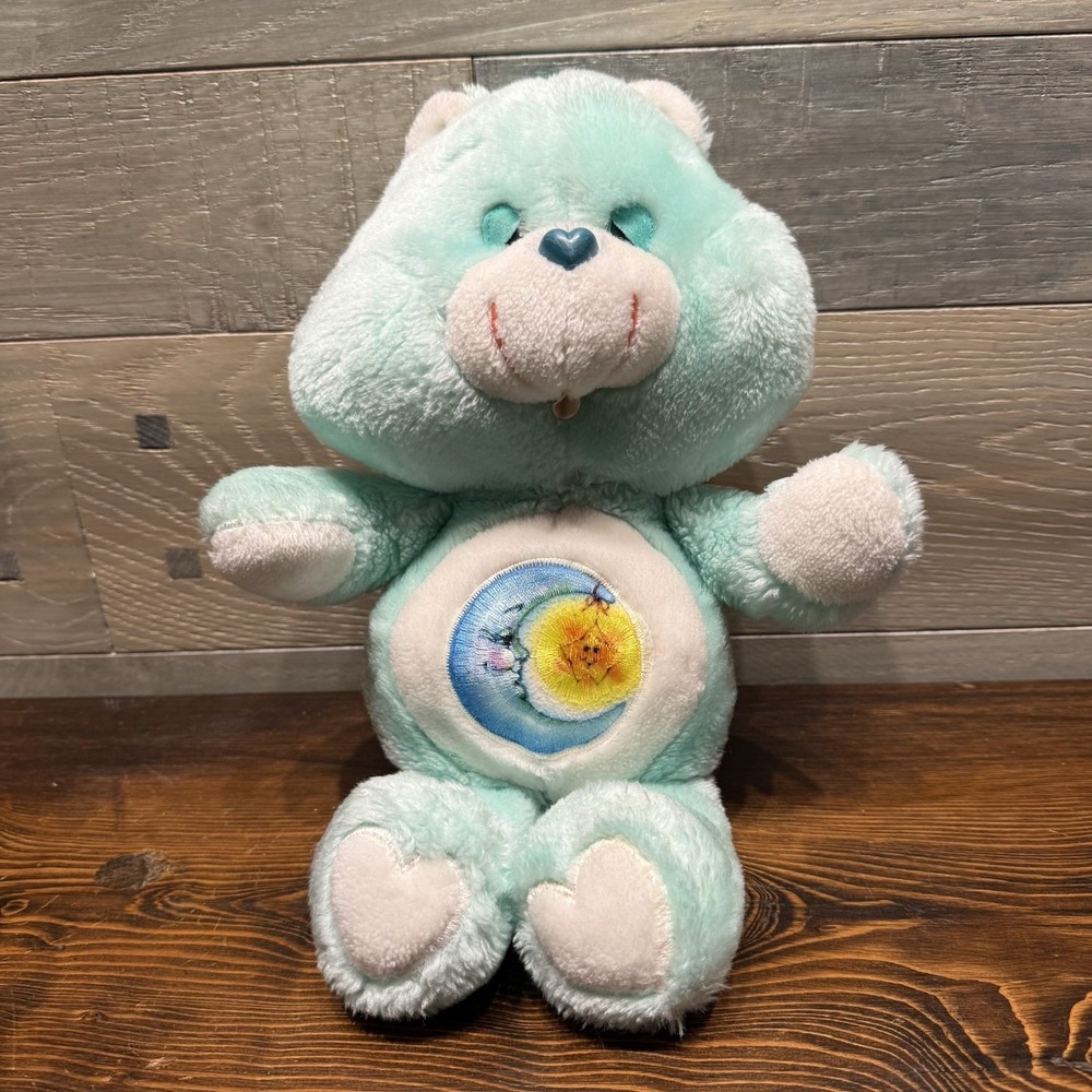 Vintage Care Bears 13" Bedtime Bear Plush Sleepy Mint Green‎ 1980s Kenner 1983